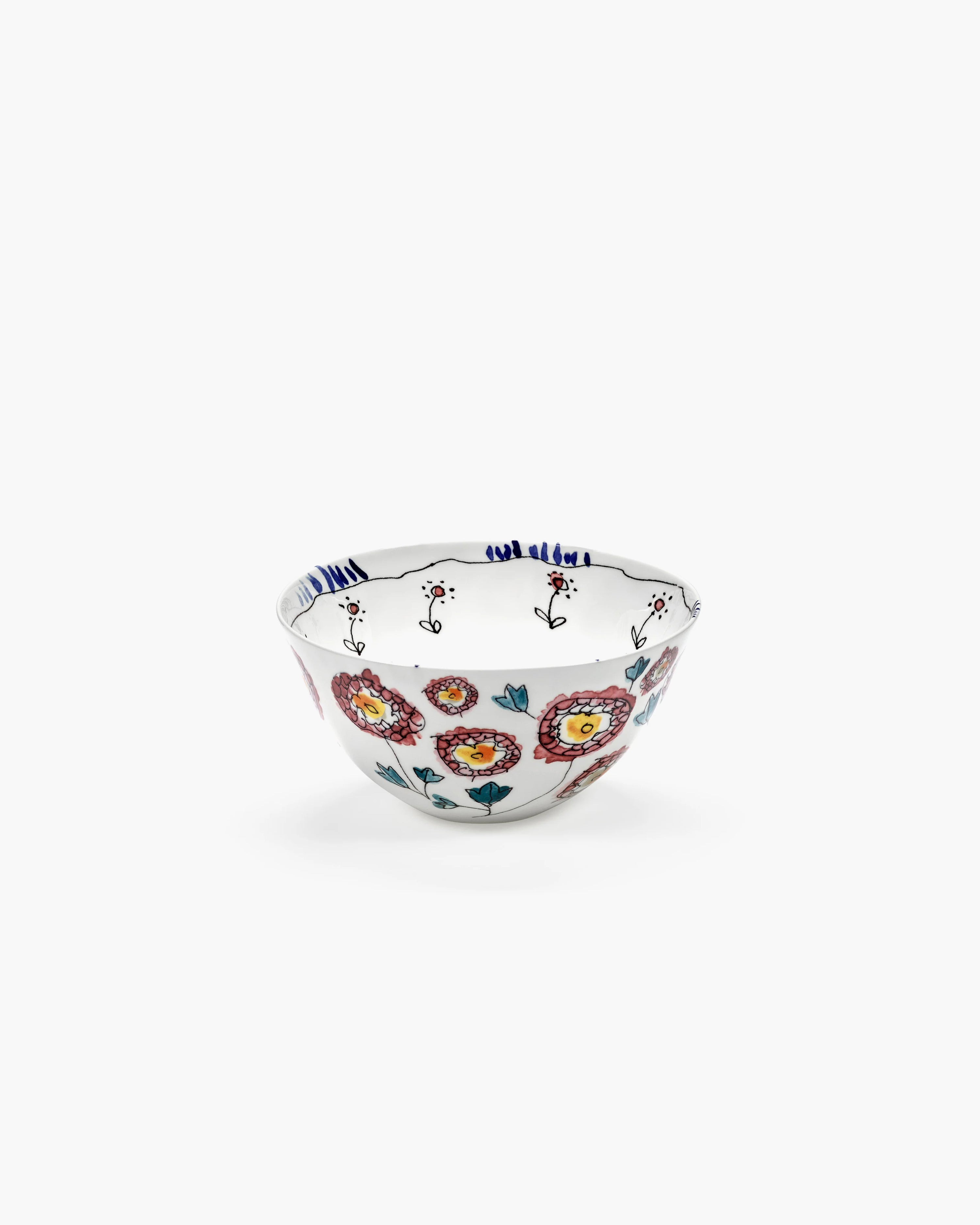 Serving bowl M Anemone milk Midnight Flowers