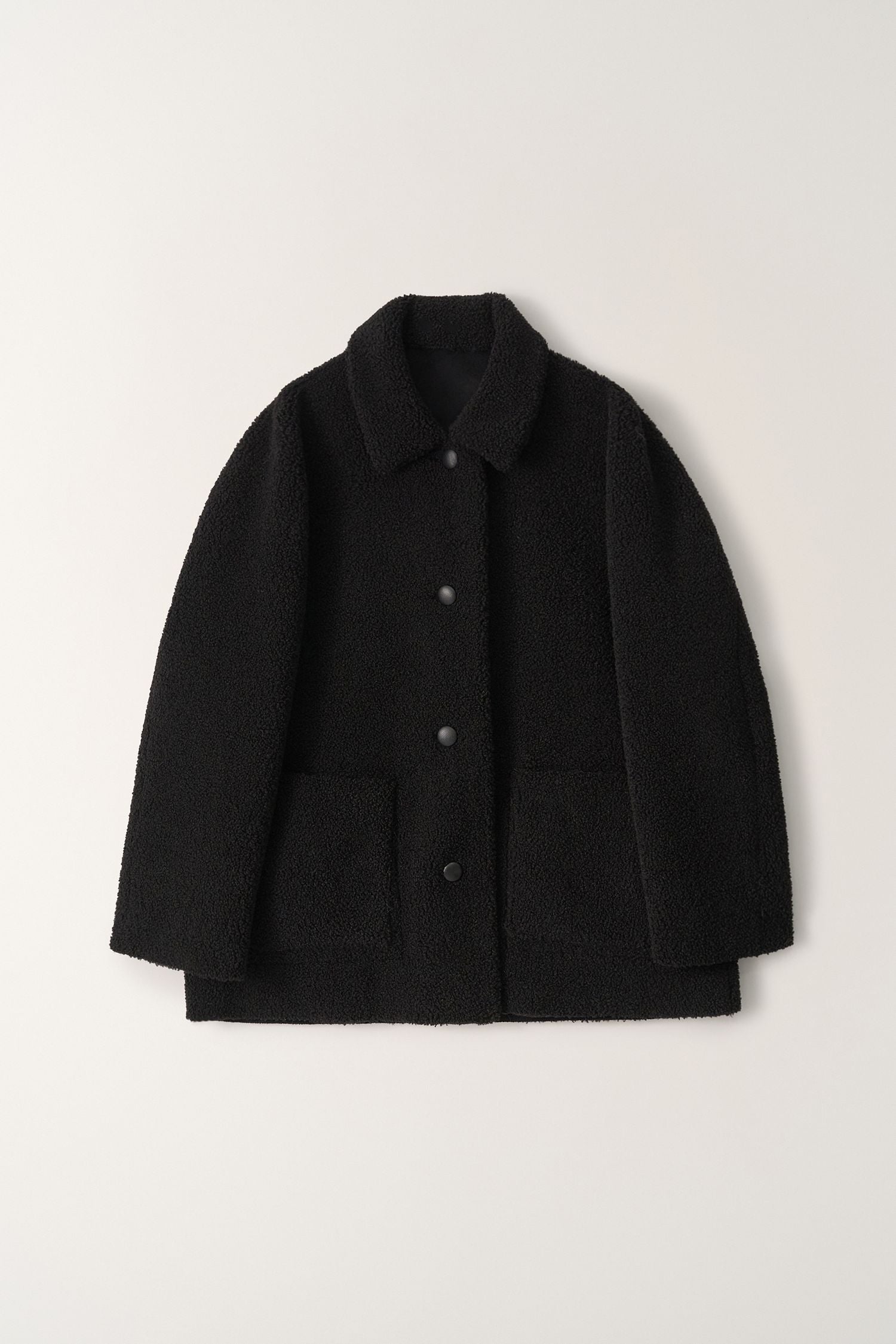 SHEARLING REVERSIBLE CAR COAT Black