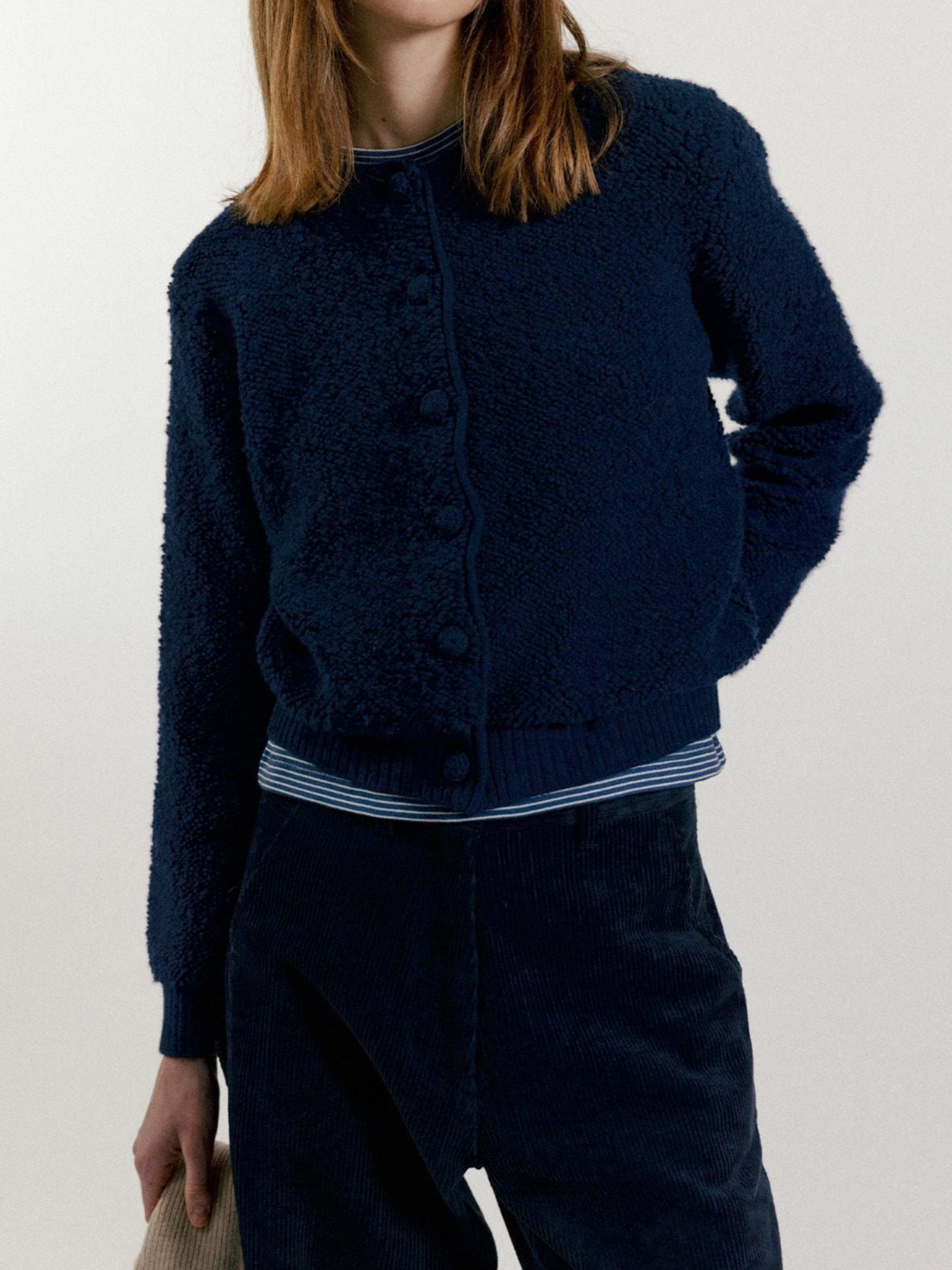 LETT BOUCLE CARDIGAN (Navy)