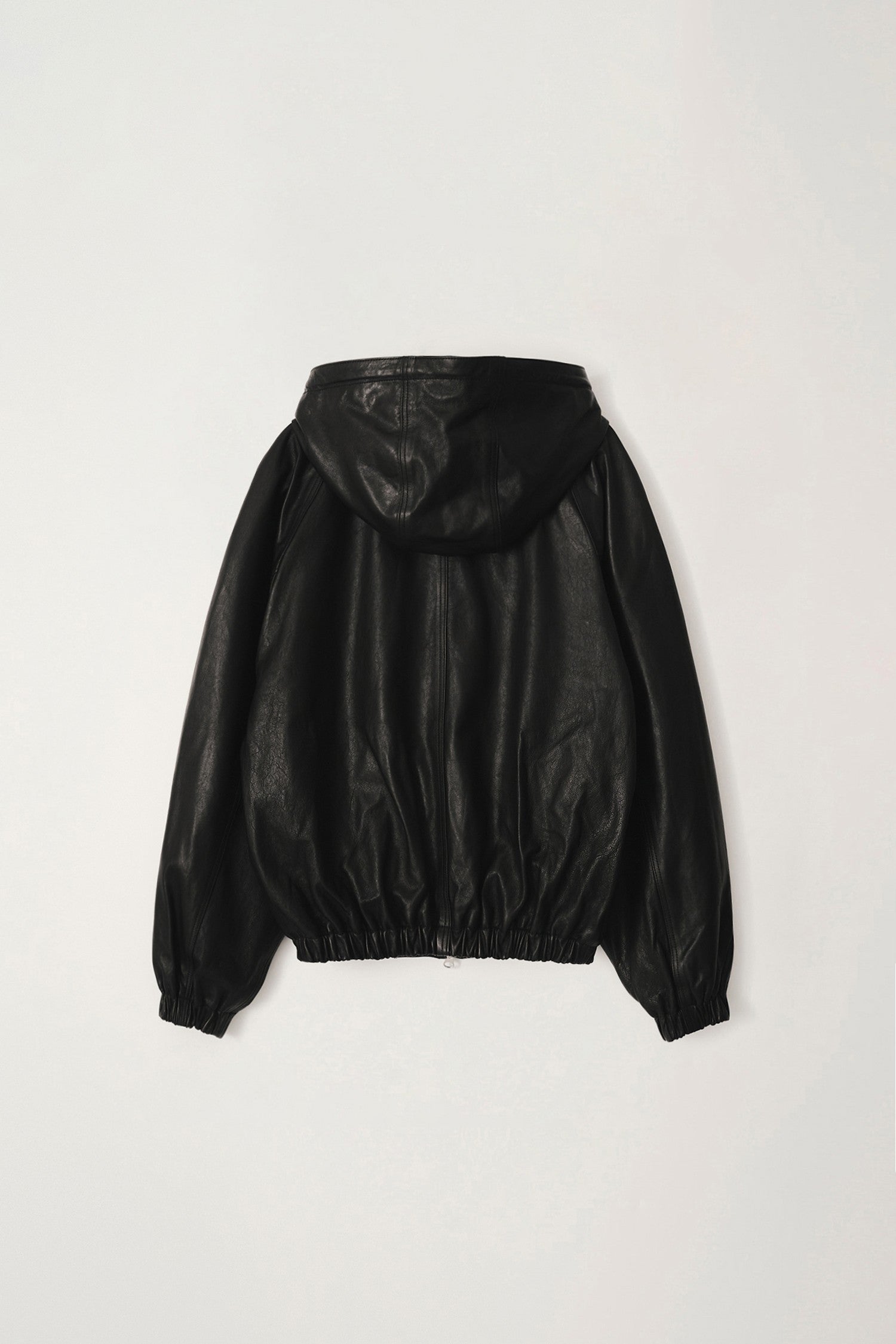 HOODED LEATHER BLOUSON JACKET