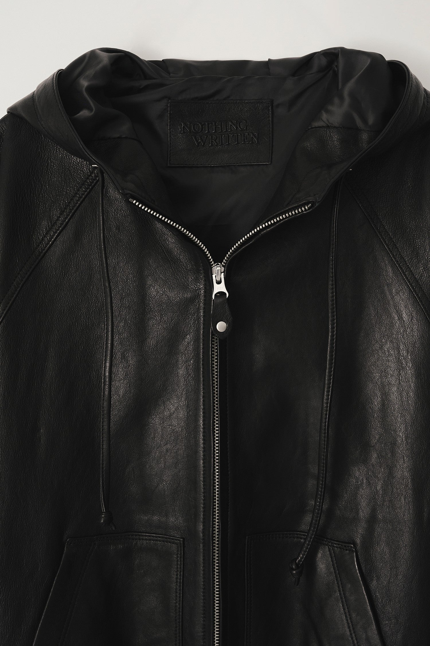 HOODED LEATHER BLOUSON JACKET