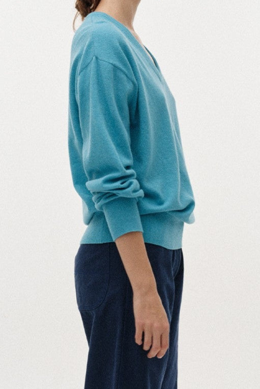 PUNO V-NECK PULLOVER - Blue