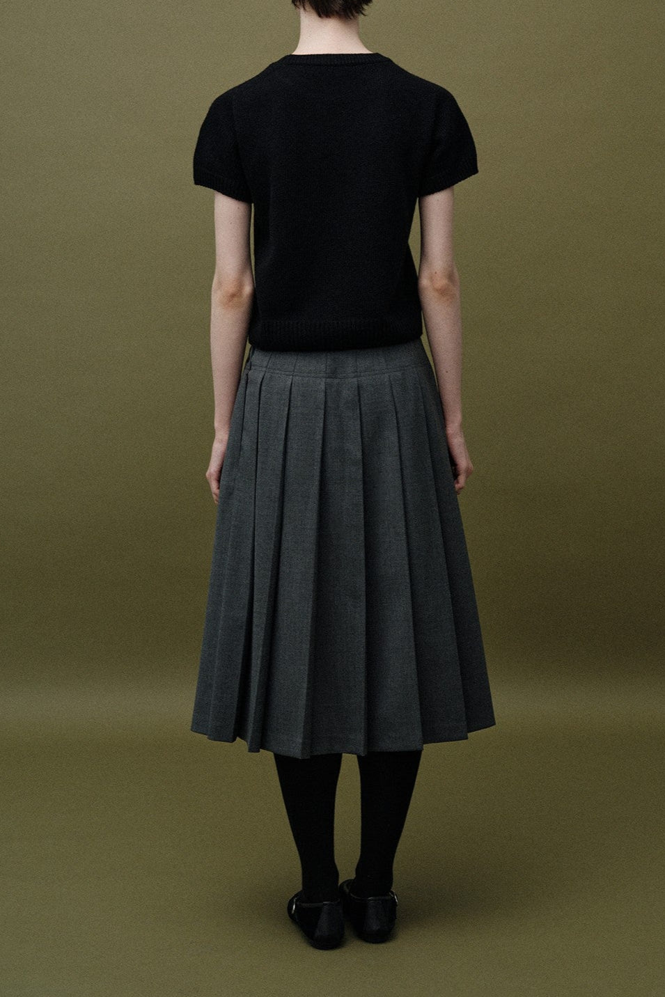 WOOL PLEATED SKIRT - Grey