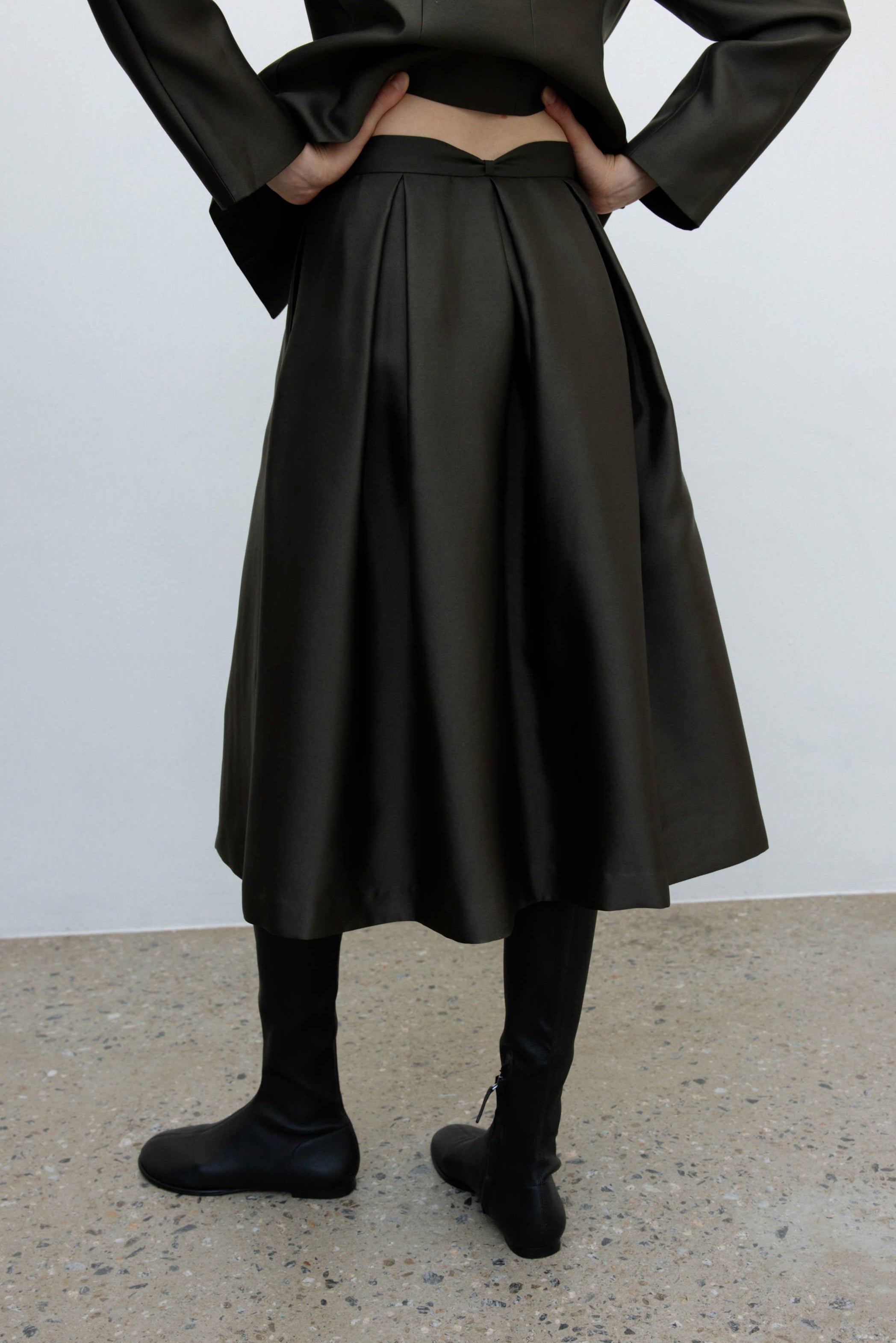 WOOL SILK RIBBON FULL SKIRT