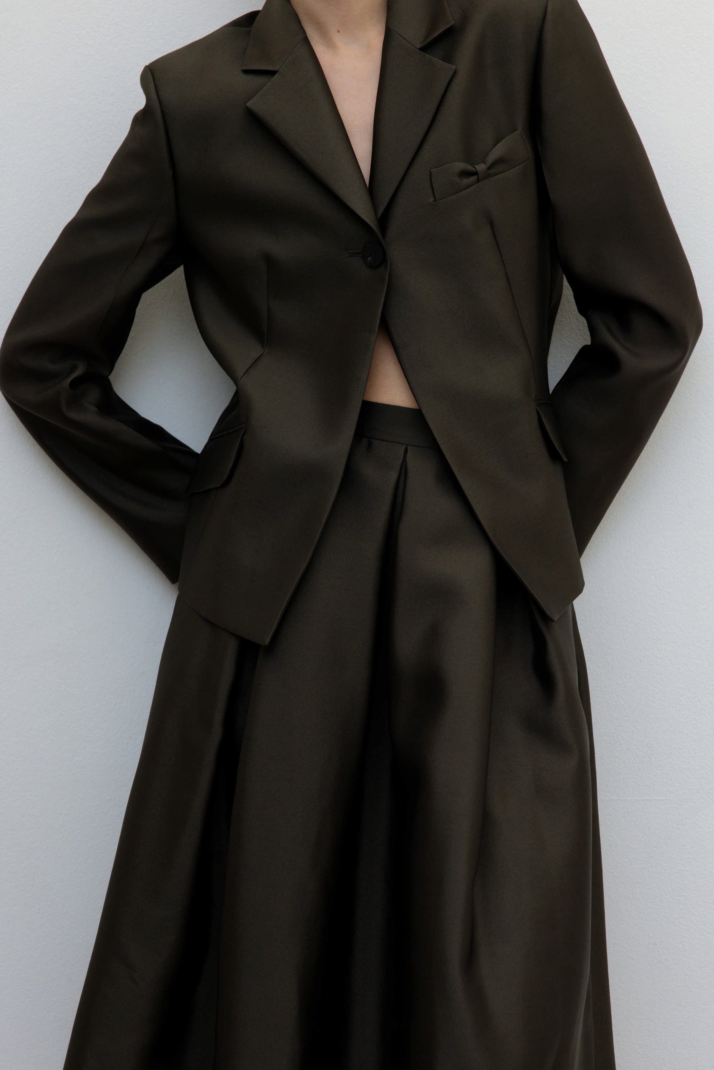 WOOL SILK RIBBON FULL SKIRT