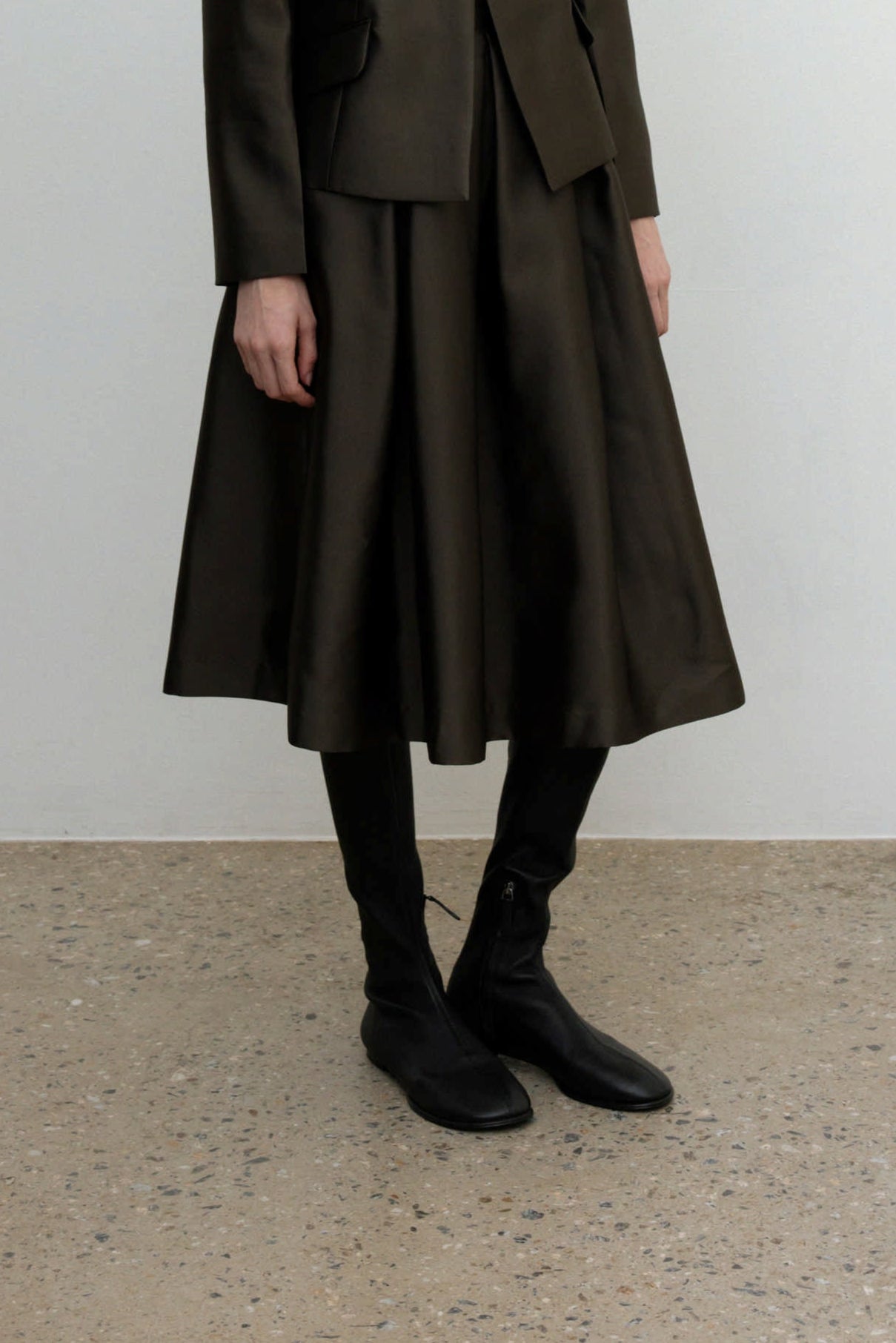 WOOL SILK RIBBON FULL SKIRT