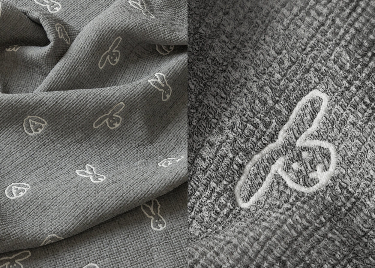 BUNNY BUNNY COTTON MODAL BLANKET - WARMGREY