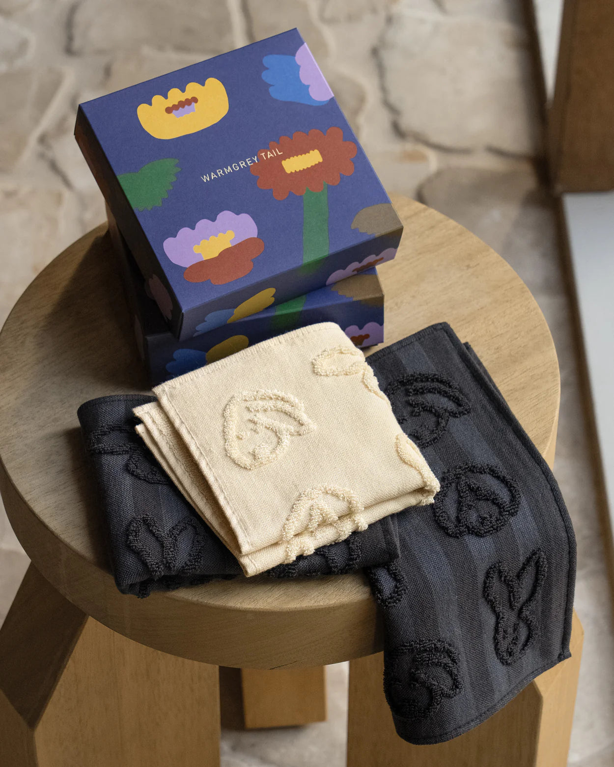 BUNNY BUNNY HAND CLOTH - WHITE+BLACK 2P GIFT SET