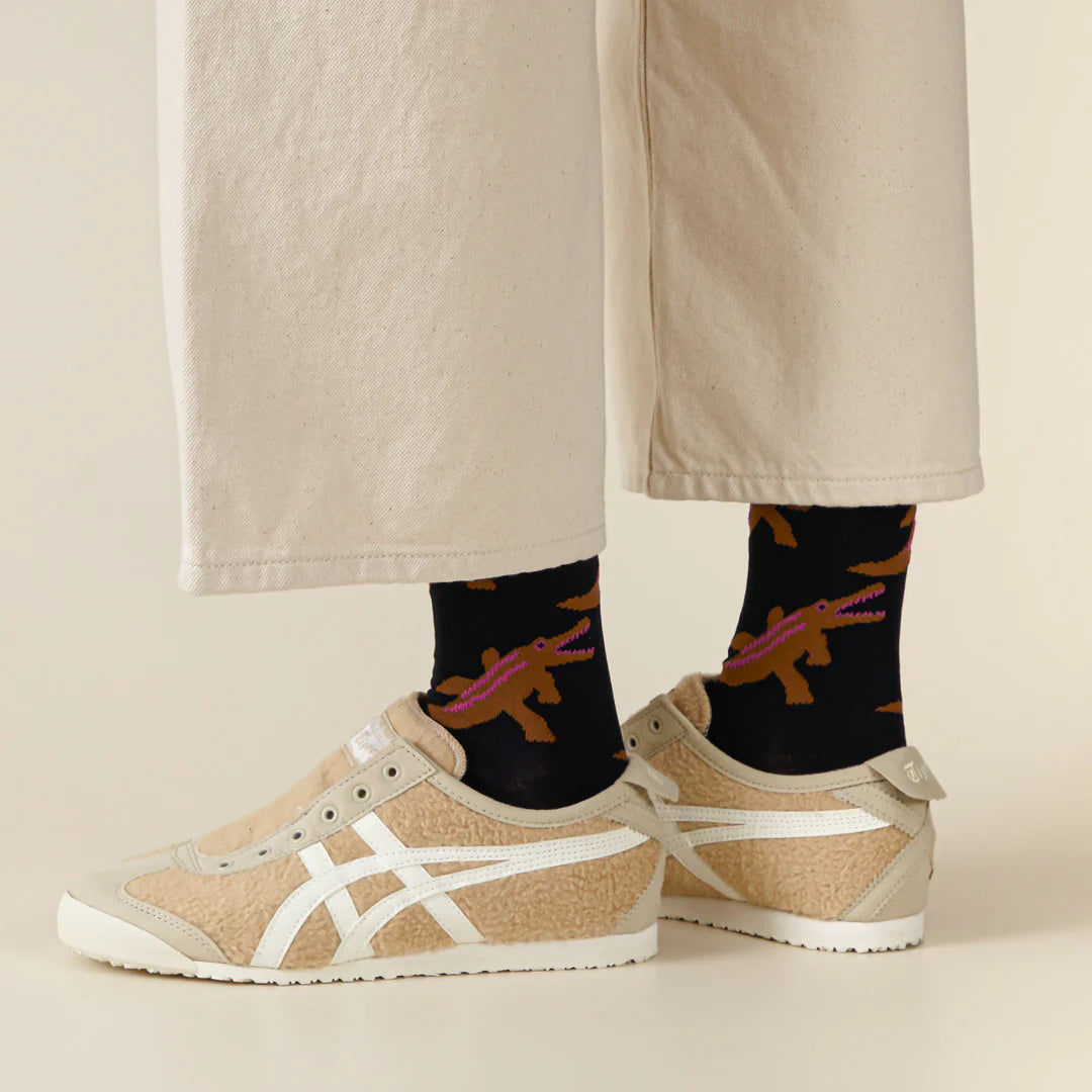 cute animal socks crocodile pink detail unisex figure lecture warmgrey tail
