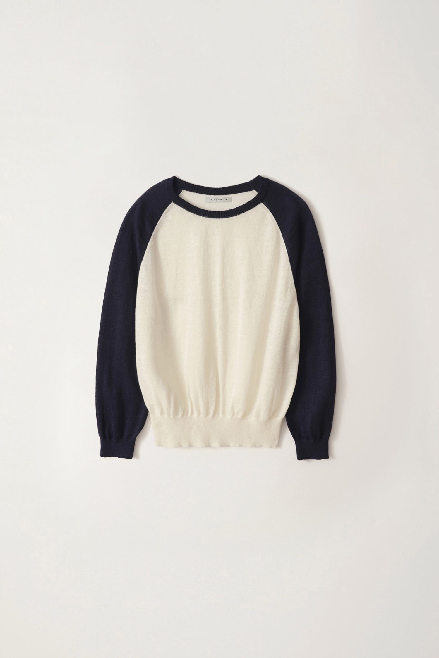 GRIN LINEN KNIT TOP (Navy Ivory)