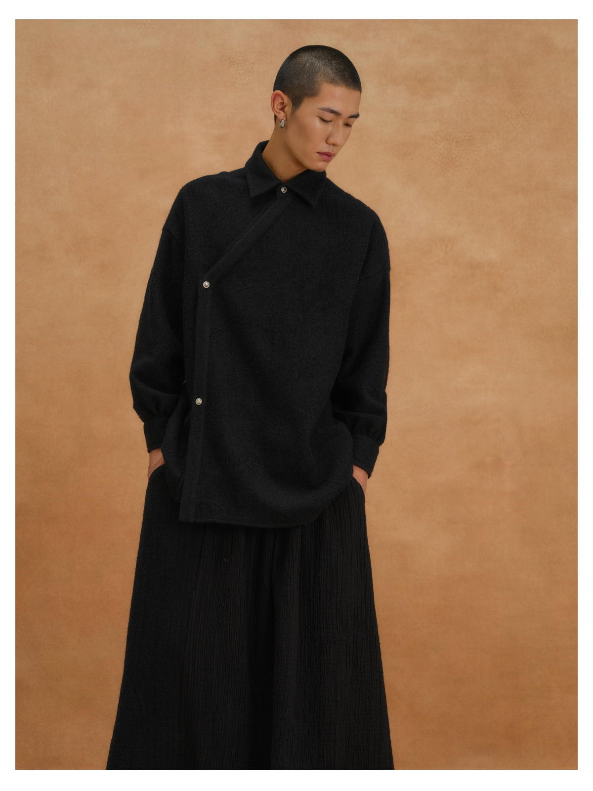 Morin Khuur | Asymmetrical wool coat