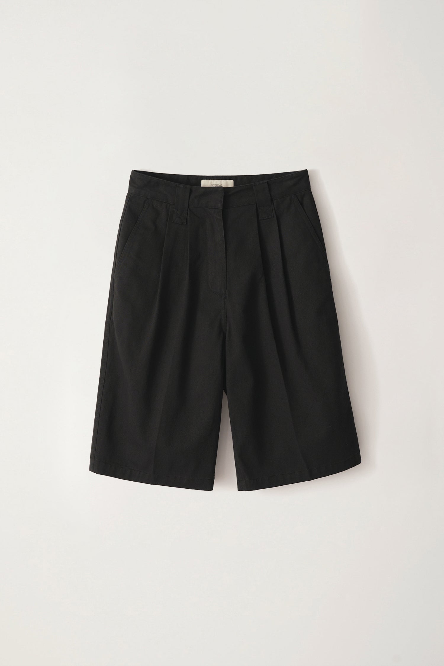 Relaxed cotton bermuda pants black