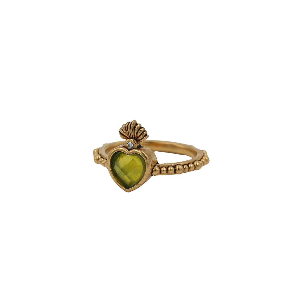 Sacha Heart Flame Ring - lime yellow