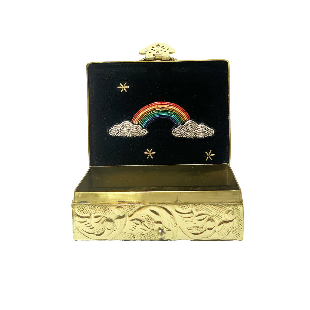 Embroidered Brass Box - Small