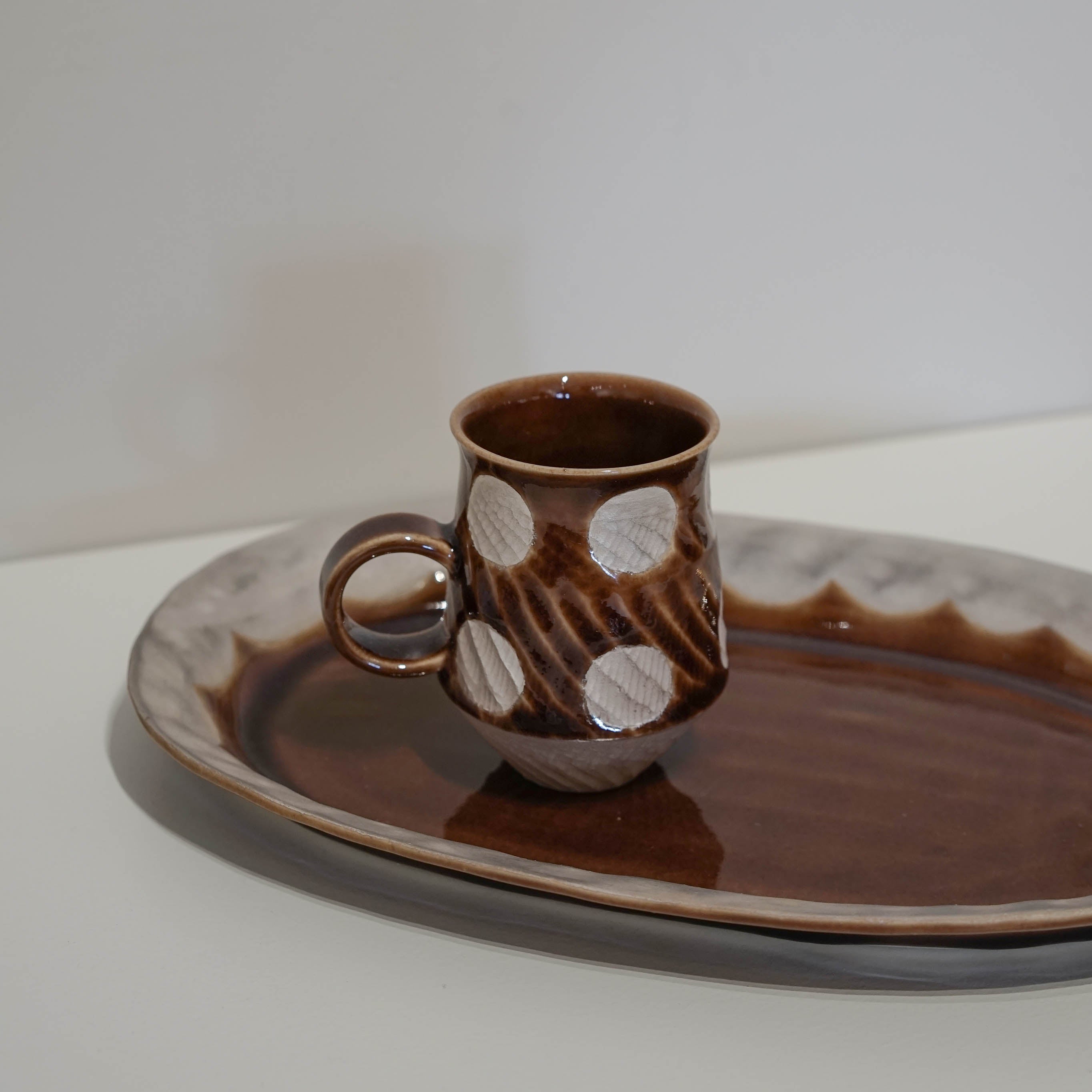 Caramel Silver Polka Dot Espresso Cup