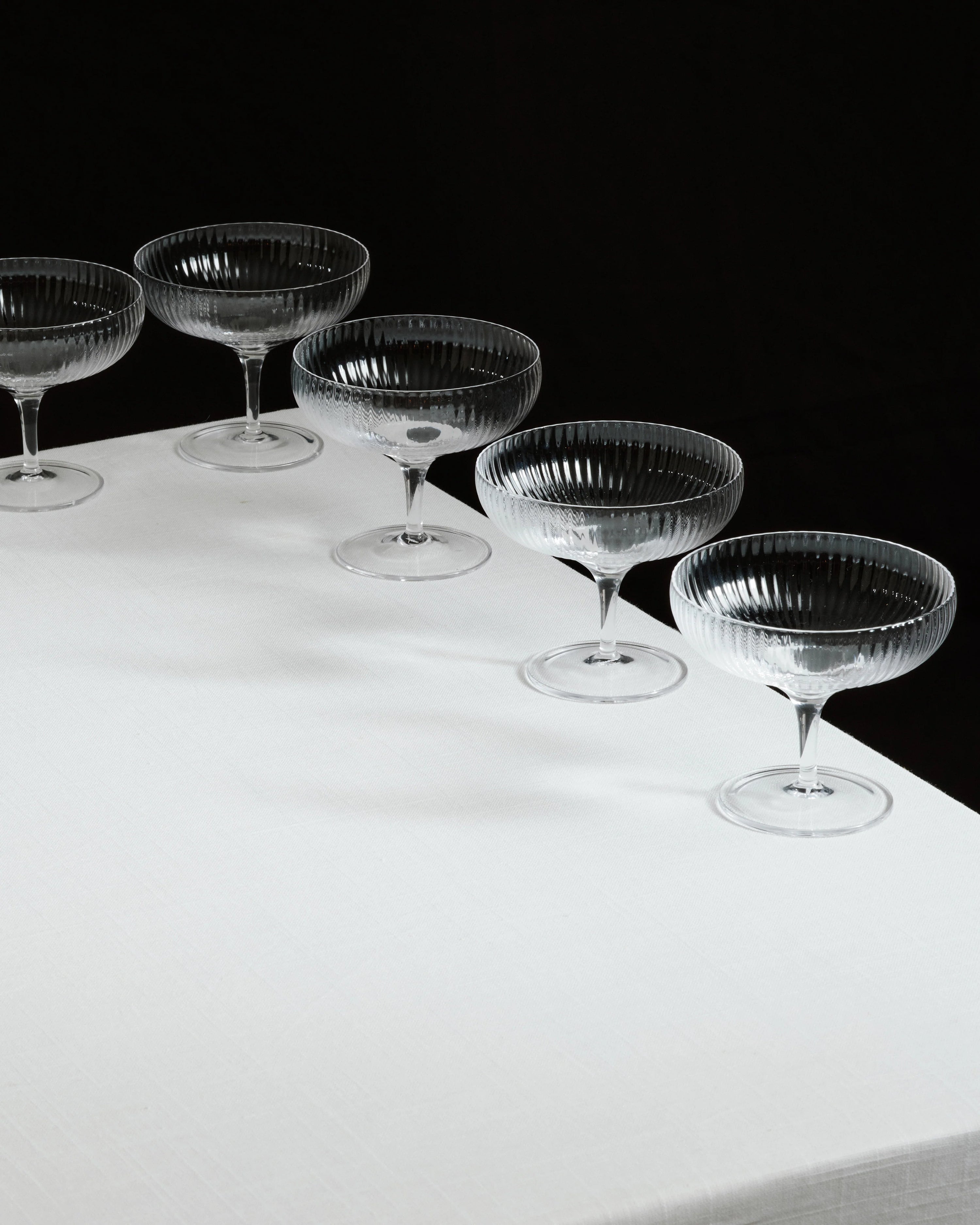 Champagne coupe 15cl transparent ribbed glass Inku