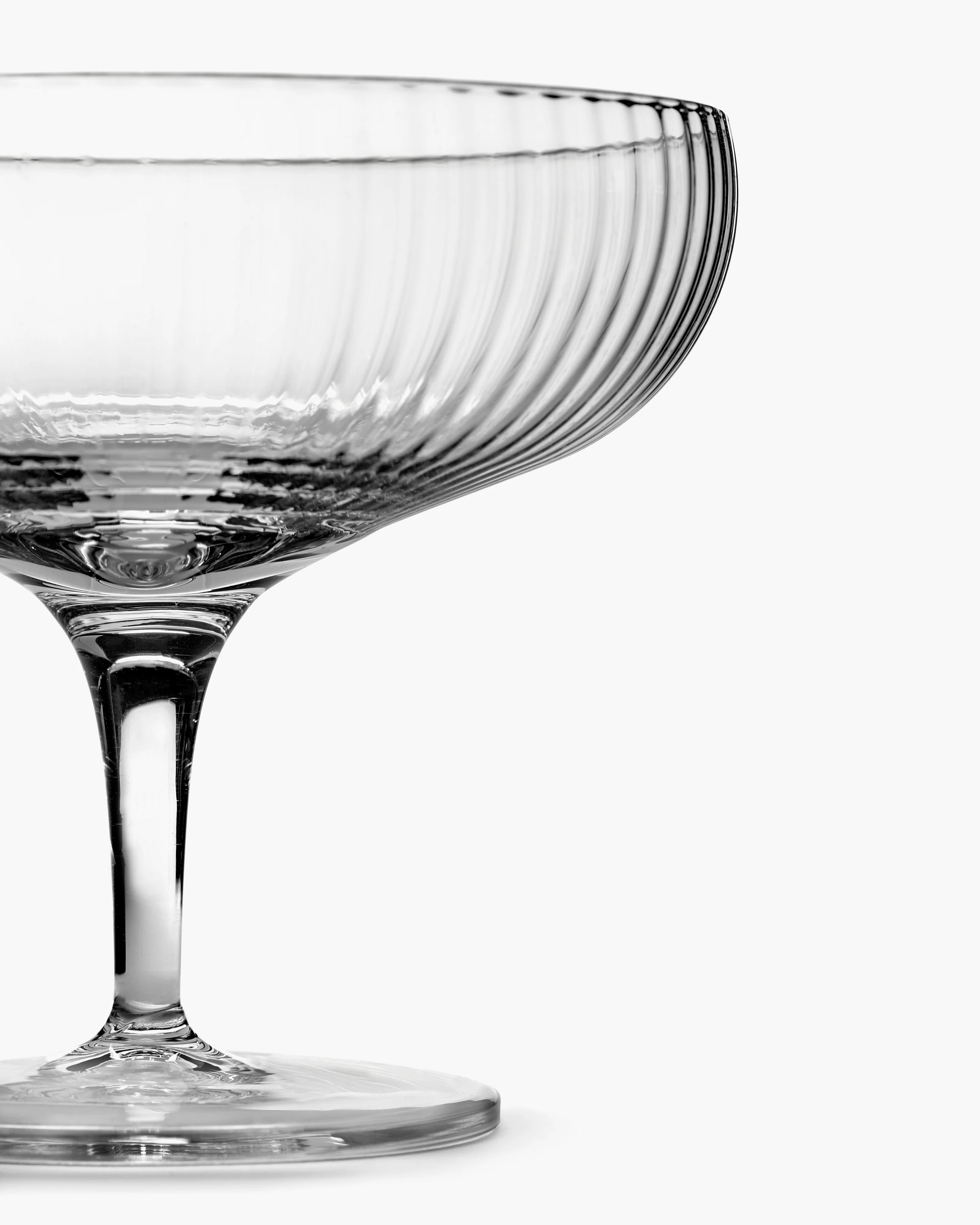 Champagne coupe 15cl transparent ribbed glass Inku