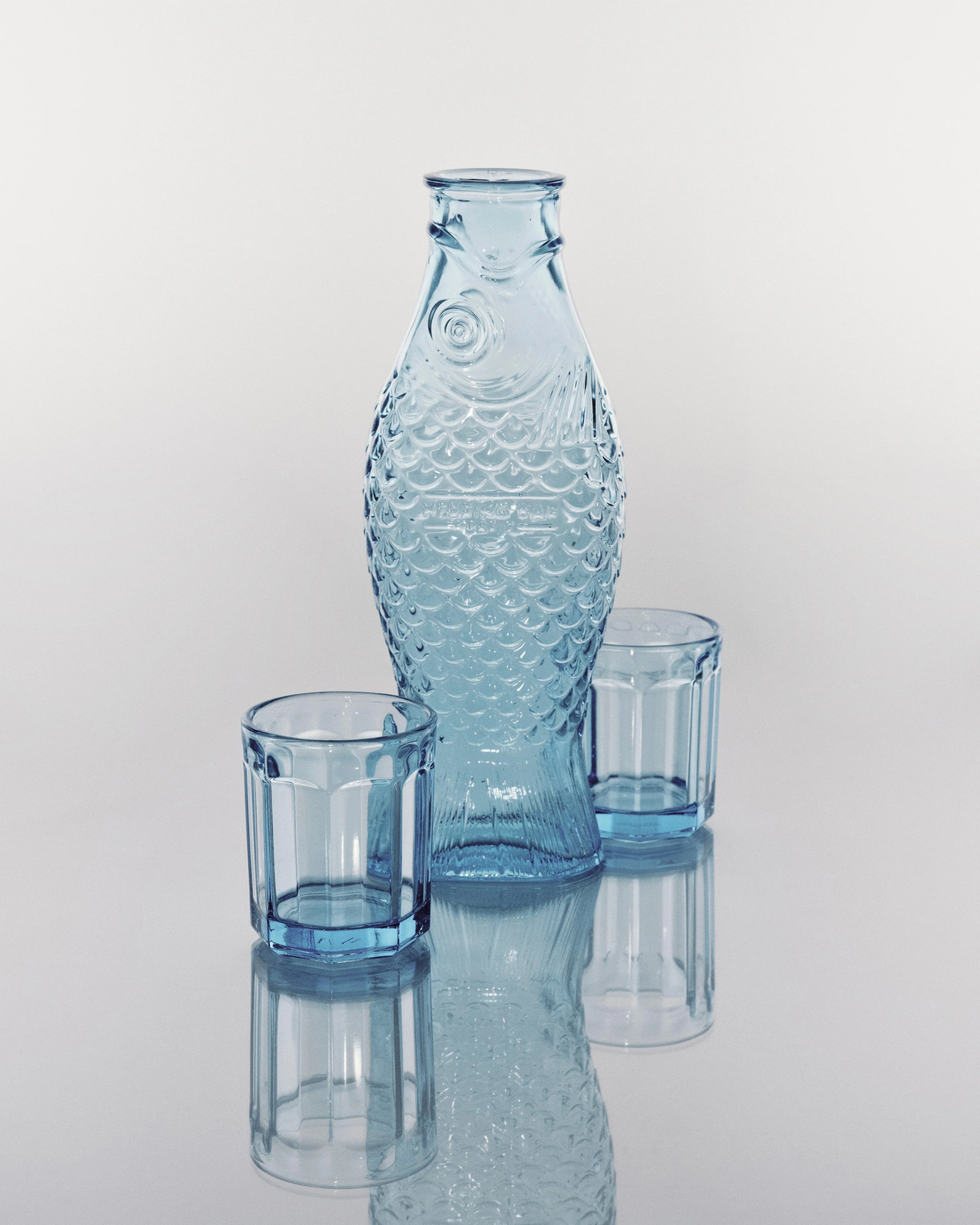 Set carafe with 2 glasses M blue Fish & Fish