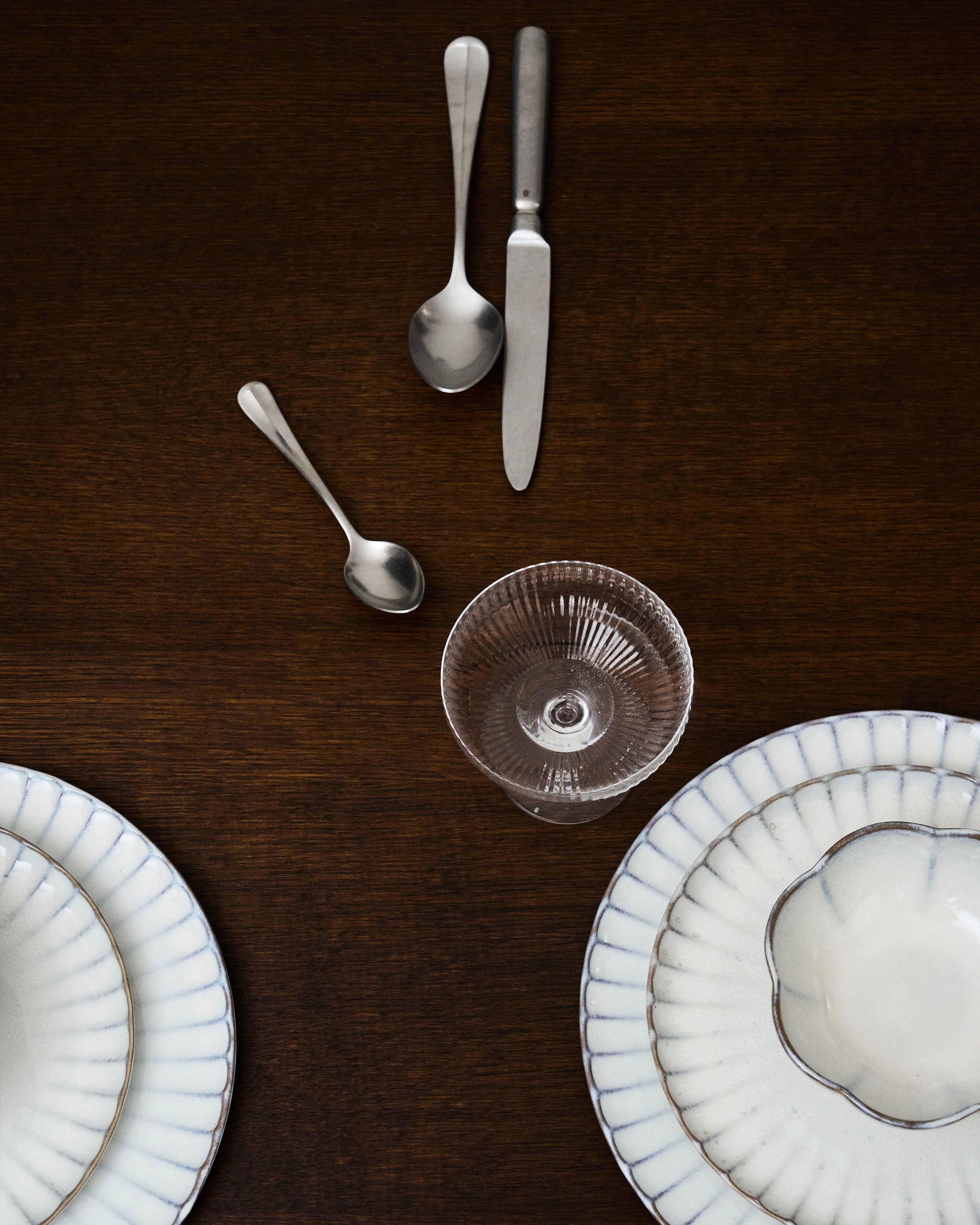 Bowl ribbed L white Inku