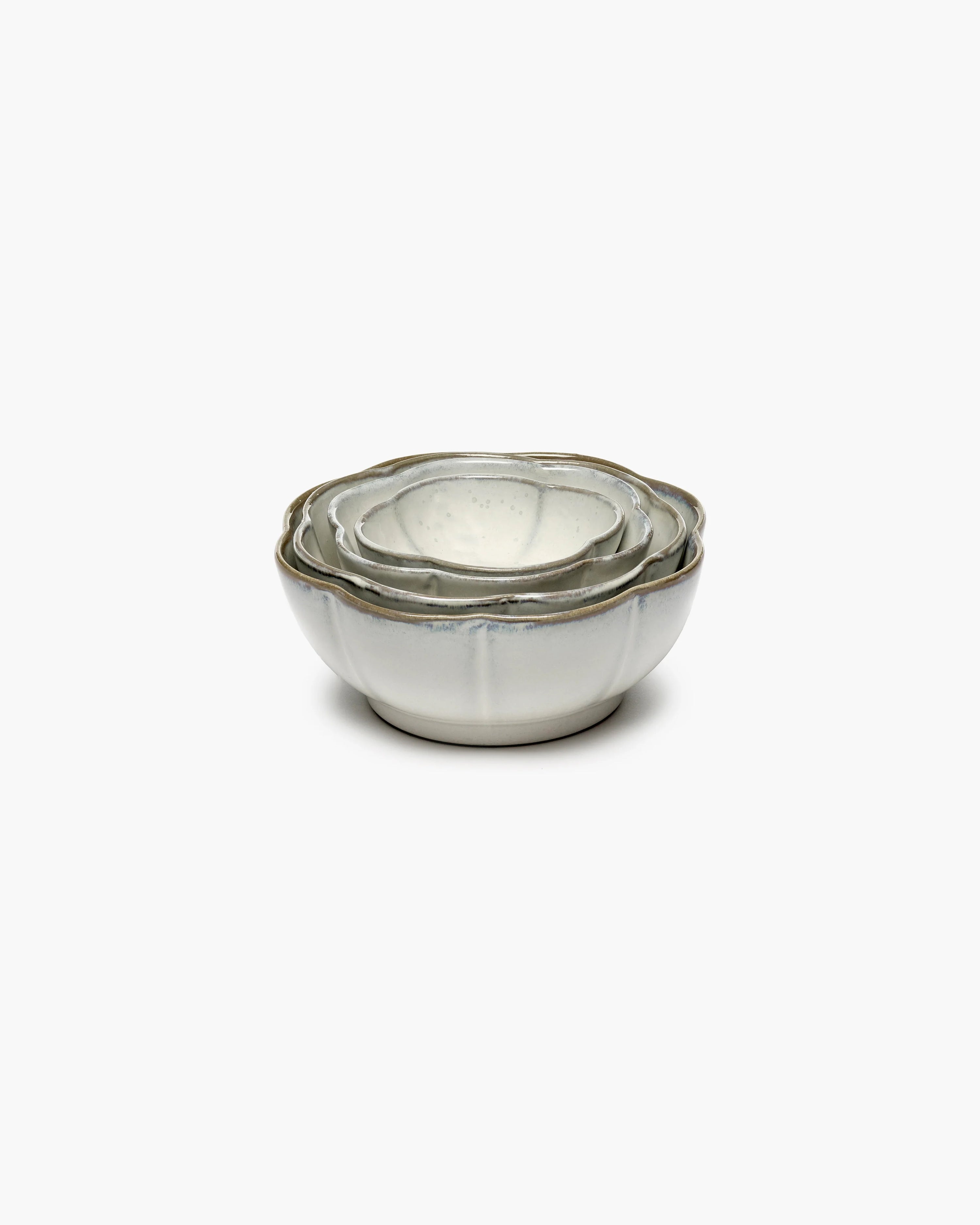Bowl ribbed XL white Inku