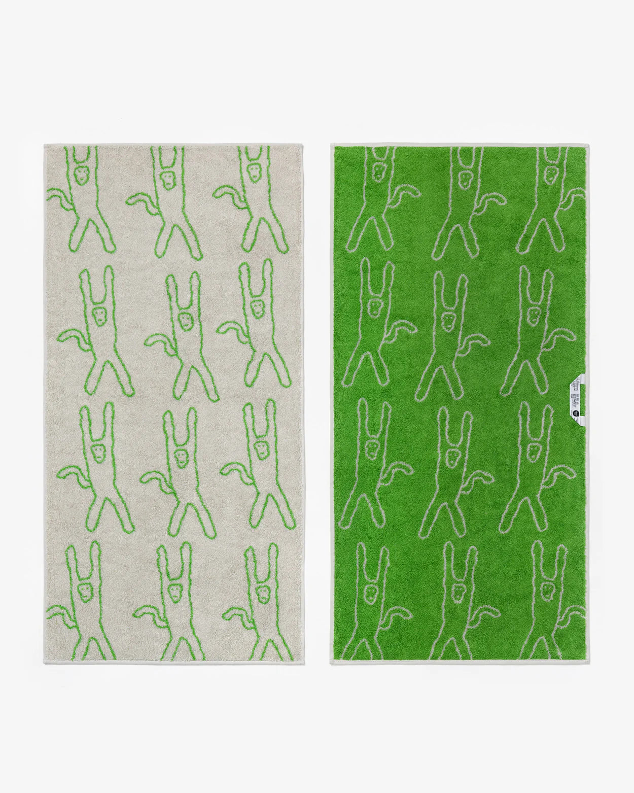 MONKEY FACE TOWEL - GREEN ON GREY