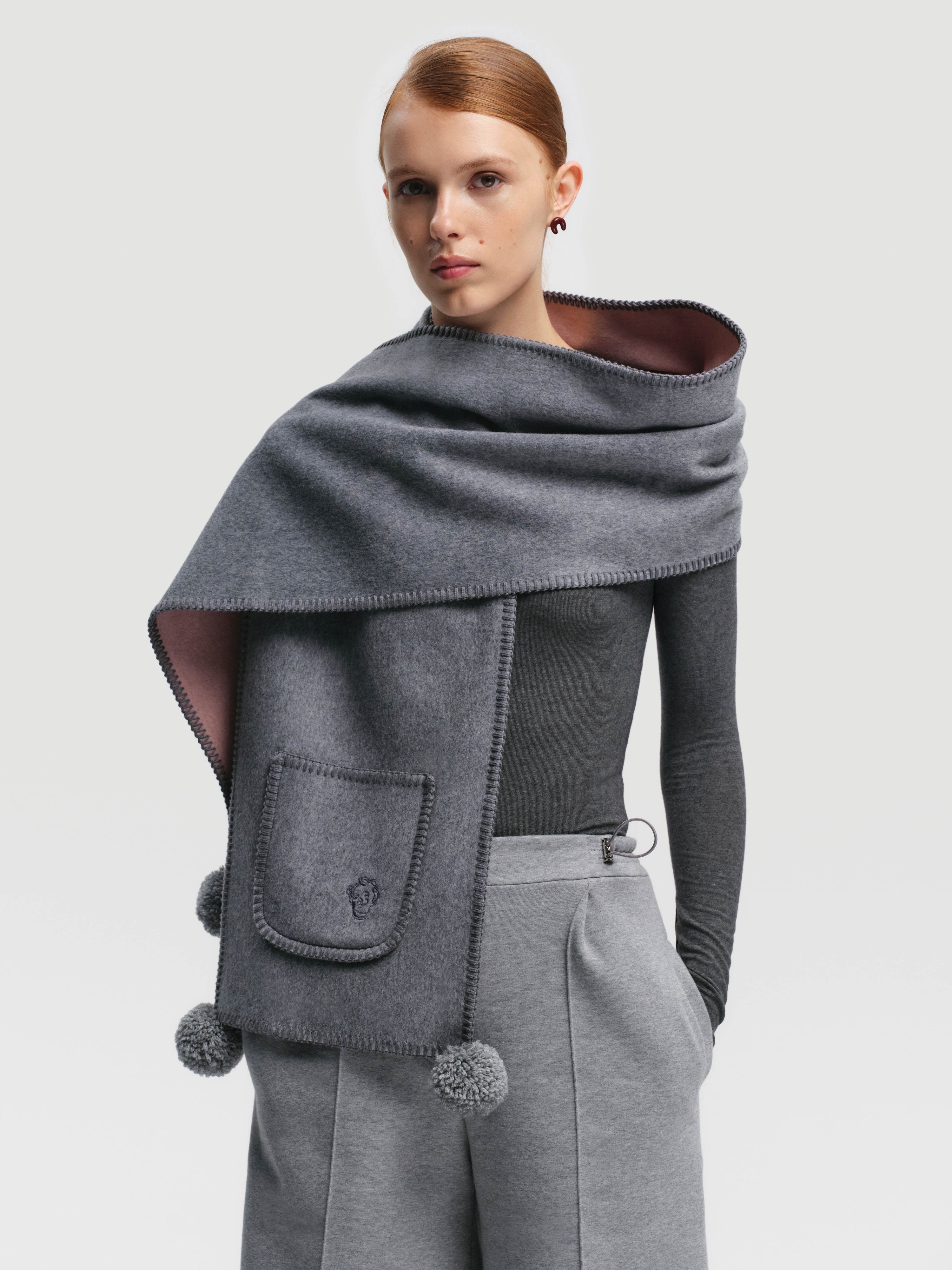 GUNIA Cashmere Scarf in Grey and Pink