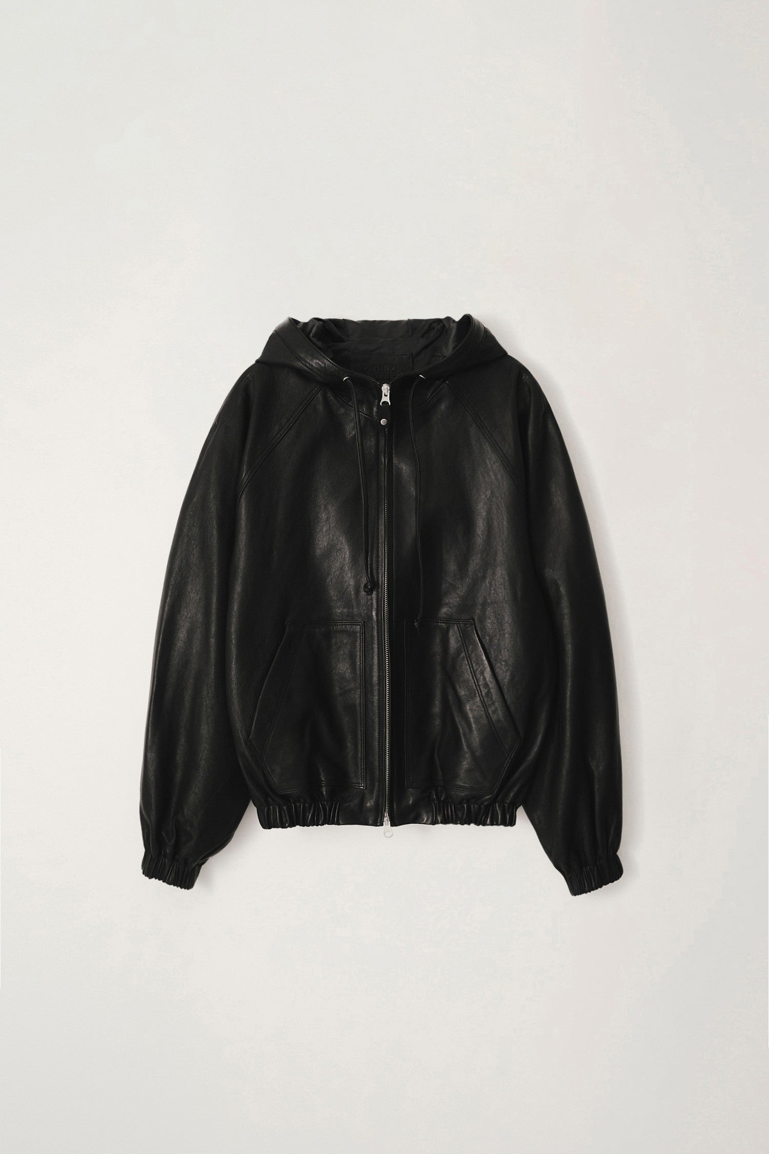 HOODED LEATHER BLOUSON JACKET