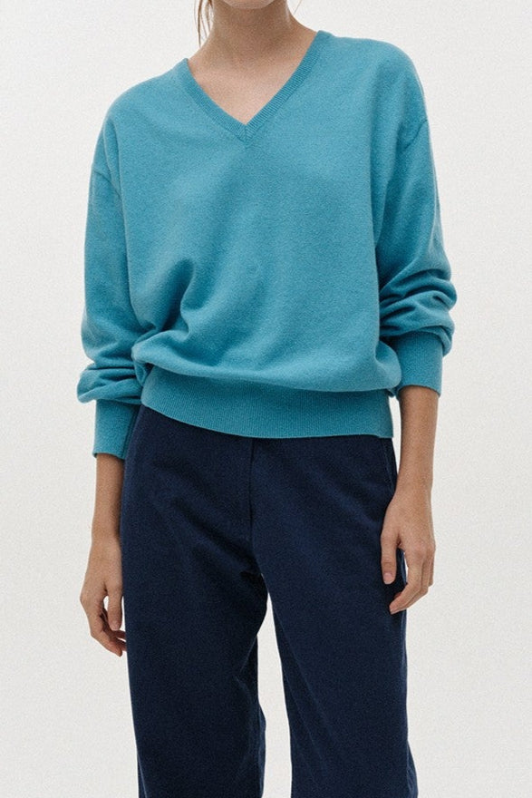PUNO V-NECK PULLOVER - Blue