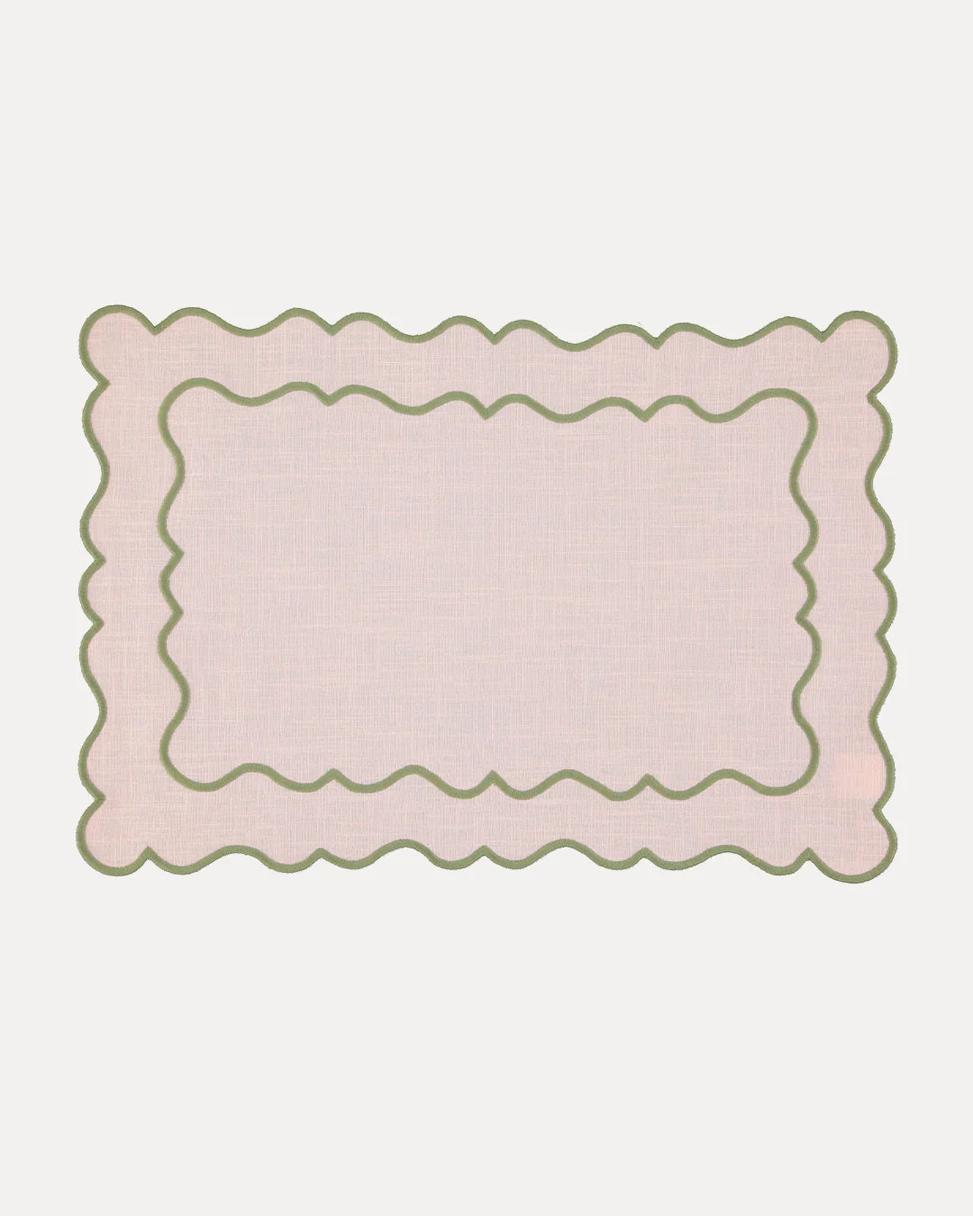 Placemat Wavy, Baby Pink with Green