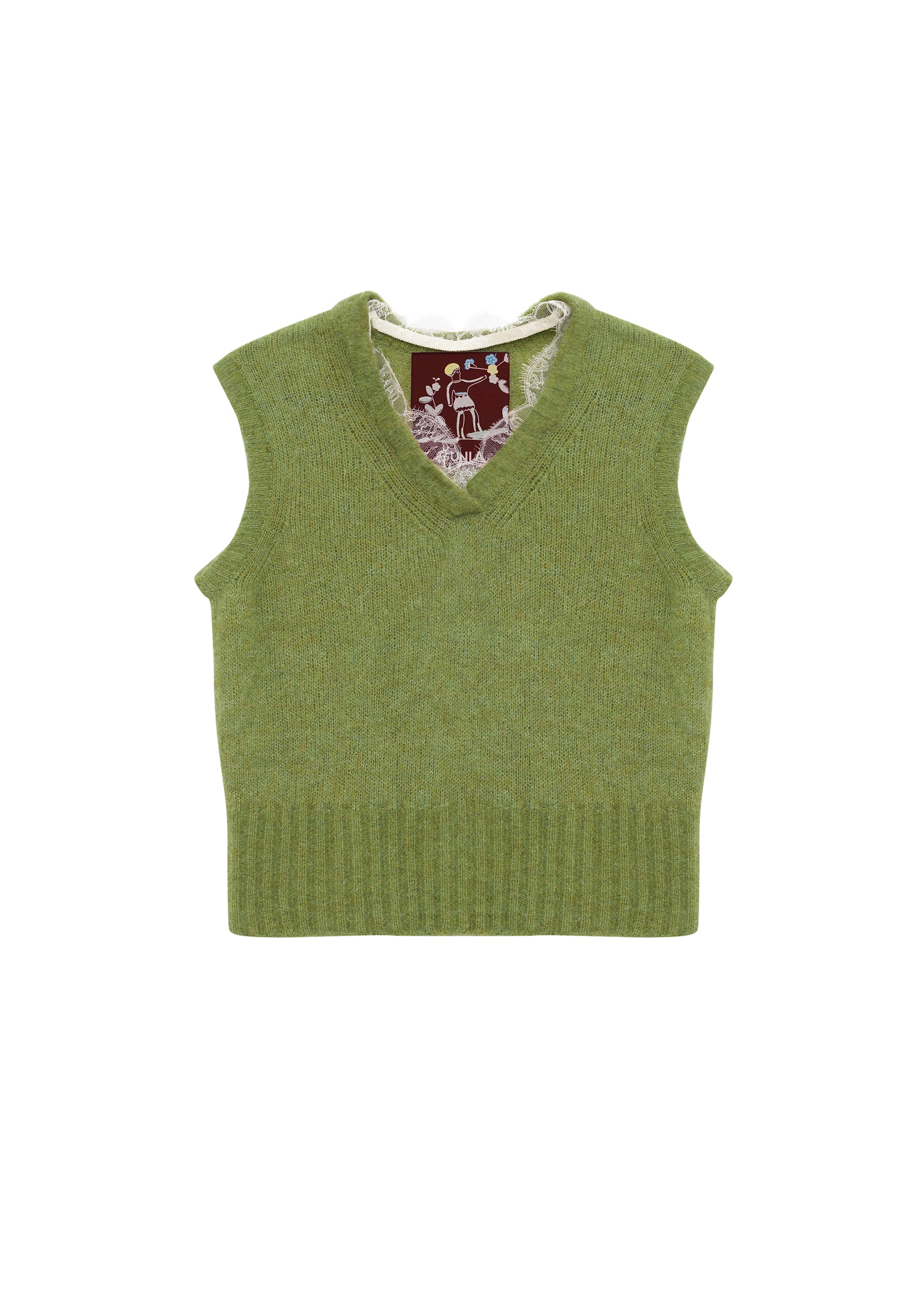 Lace-trimmed Vest in Green