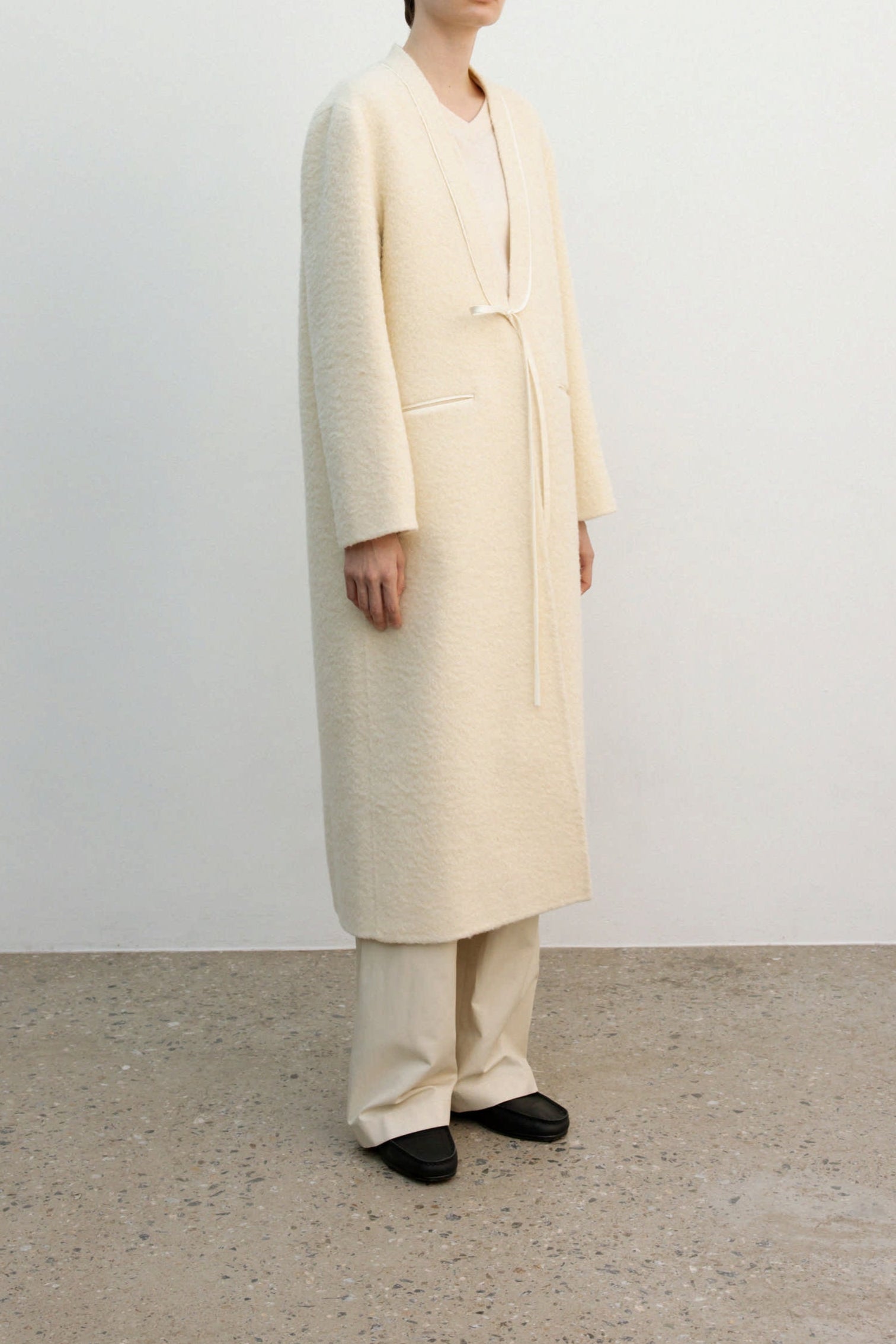 BABY ALPACA TIE LONG COAT