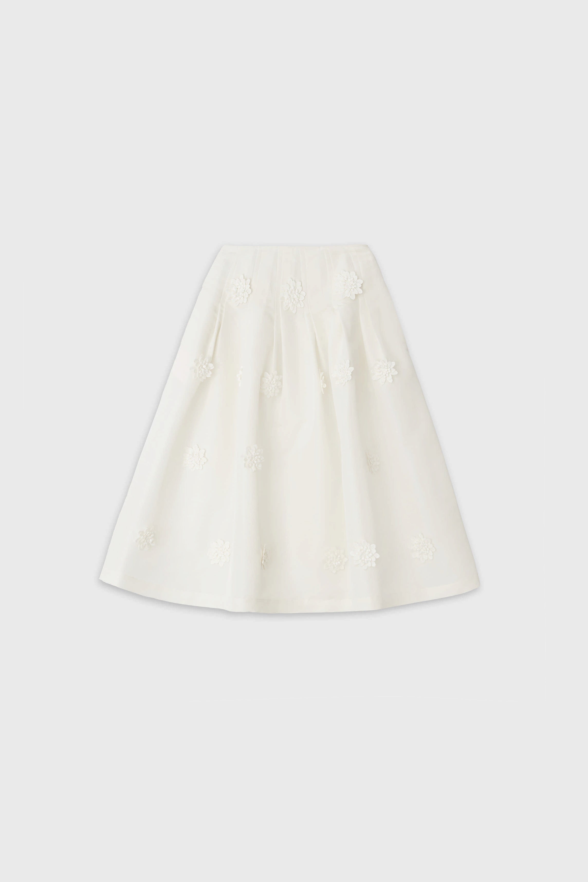Embroidery Floral PLEATED MAXI SKIRT - white