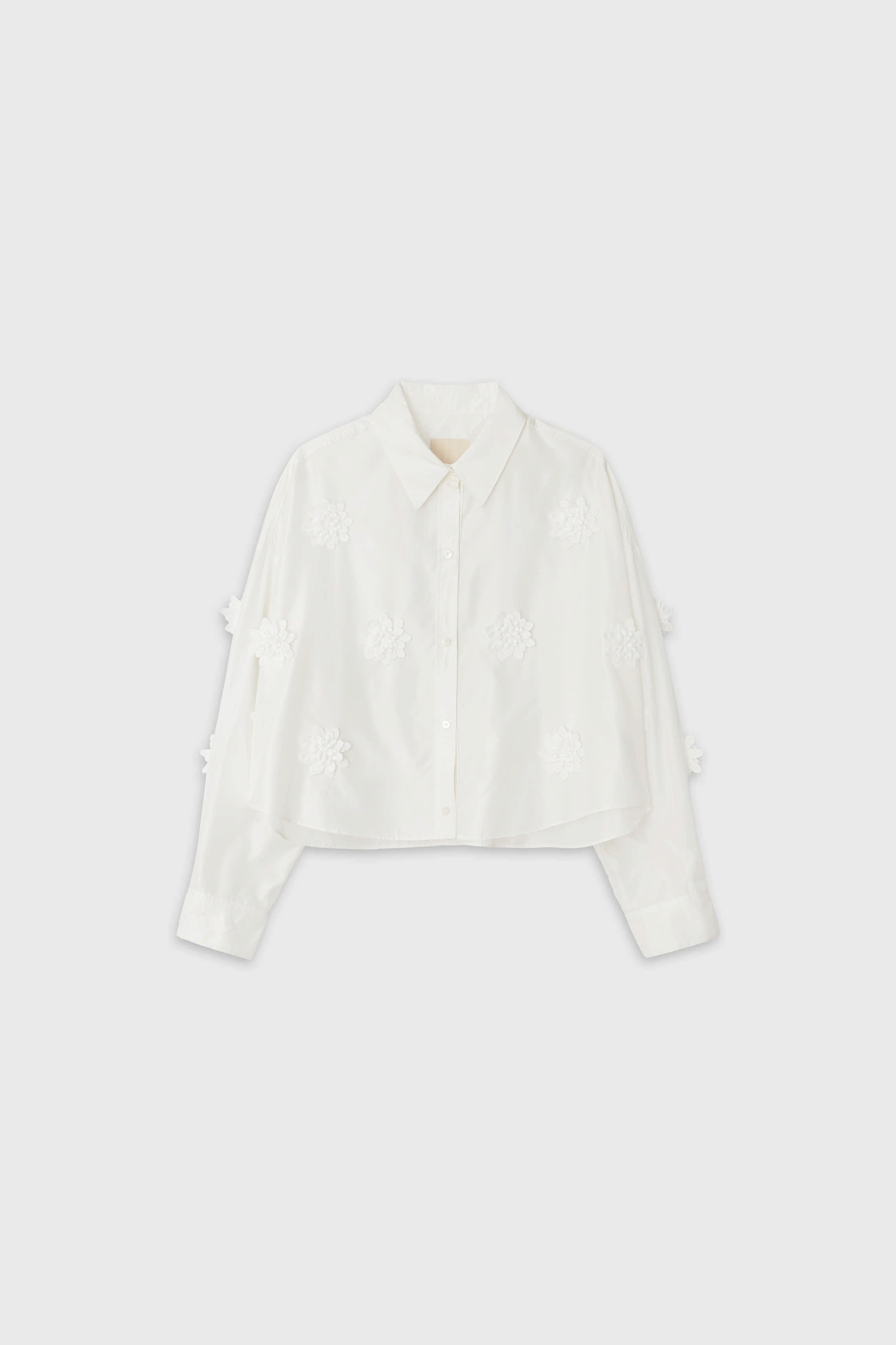 Embriodery - OVERFIT CROP SHIRT white