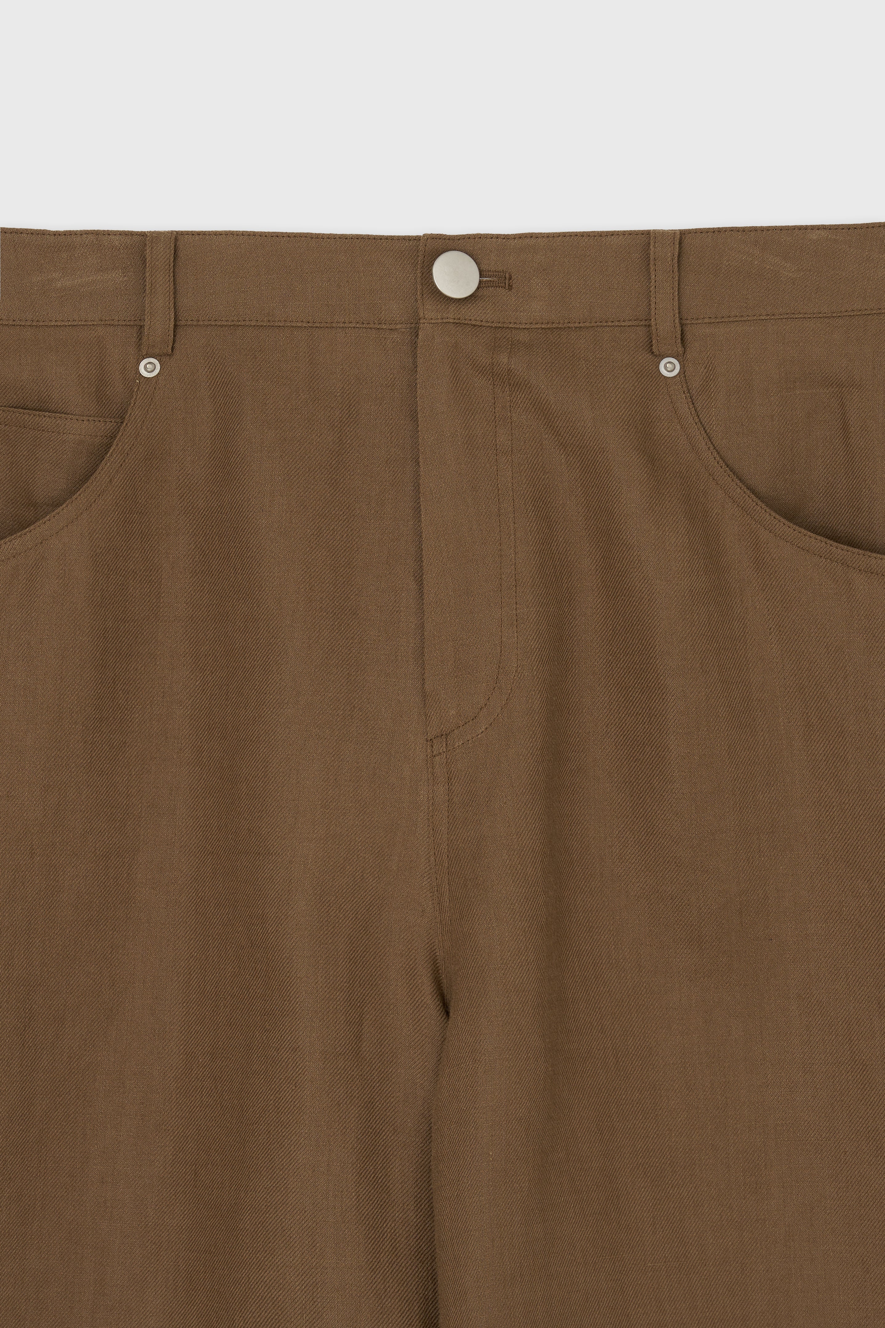 LINEN DENIM BERMUDA - Brown