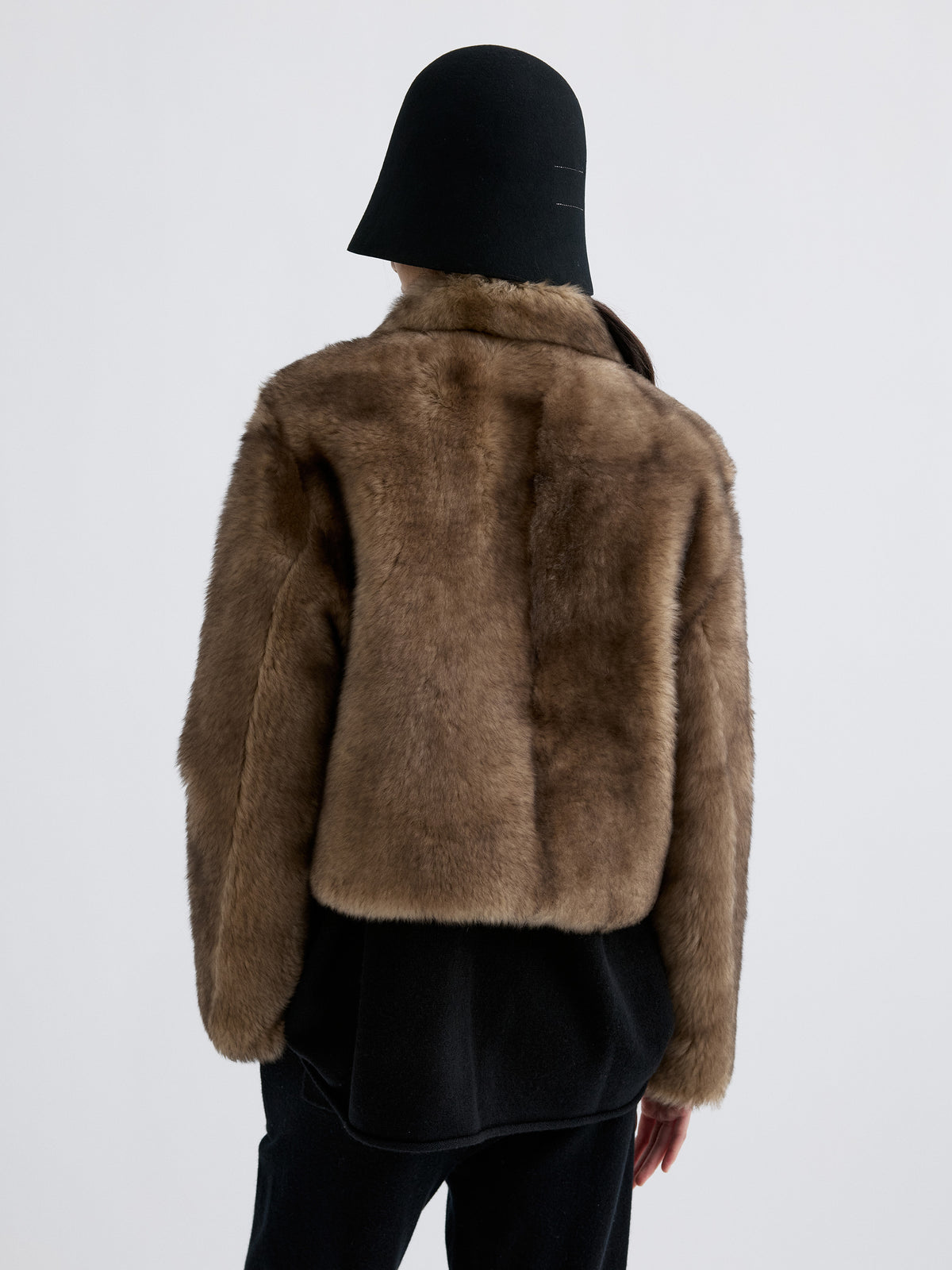 ALYSSA LAMB FUR HIGH NECK JACKET