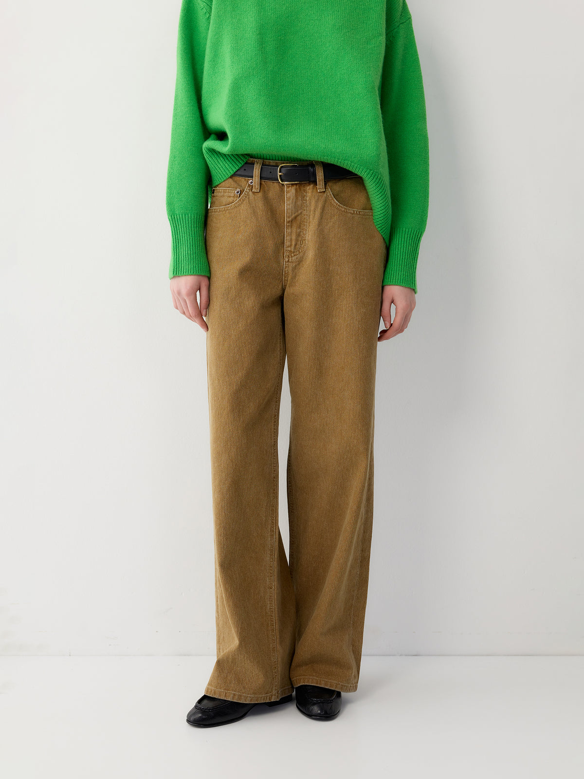 Cotton Camel Wide Leg Pants