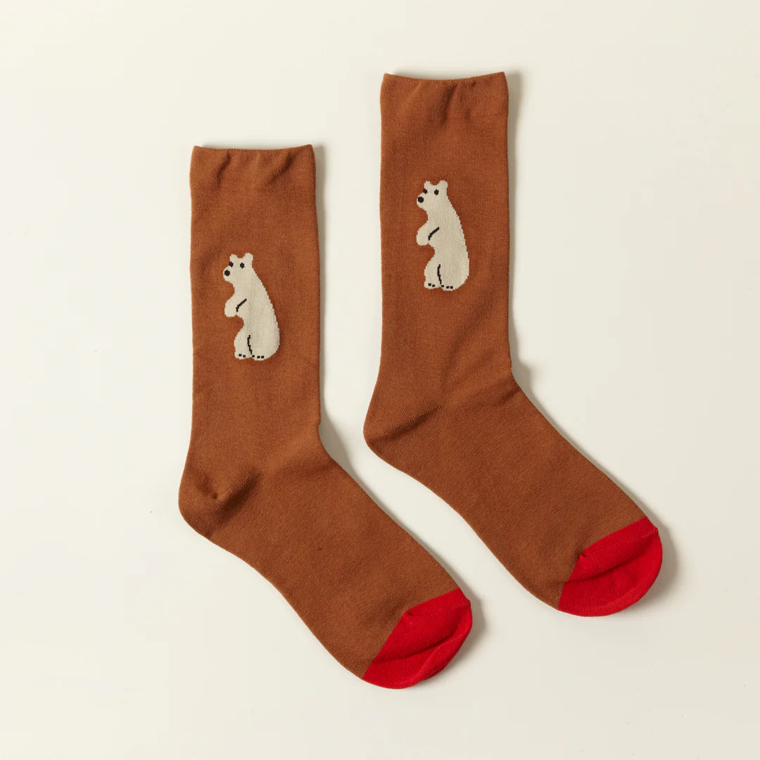 HUGGY BEAR SOCKS - BROWN