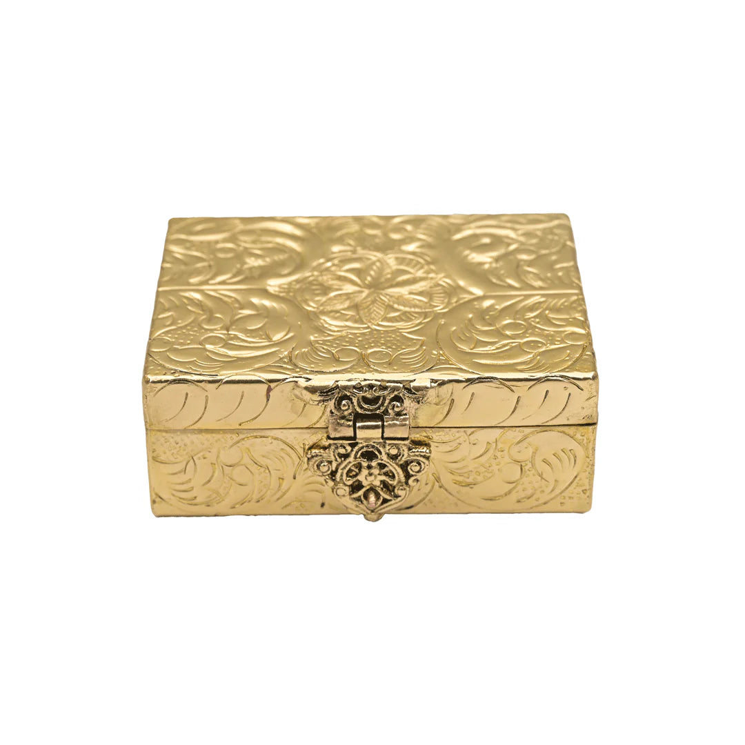 Embroidered Brass Box - Small