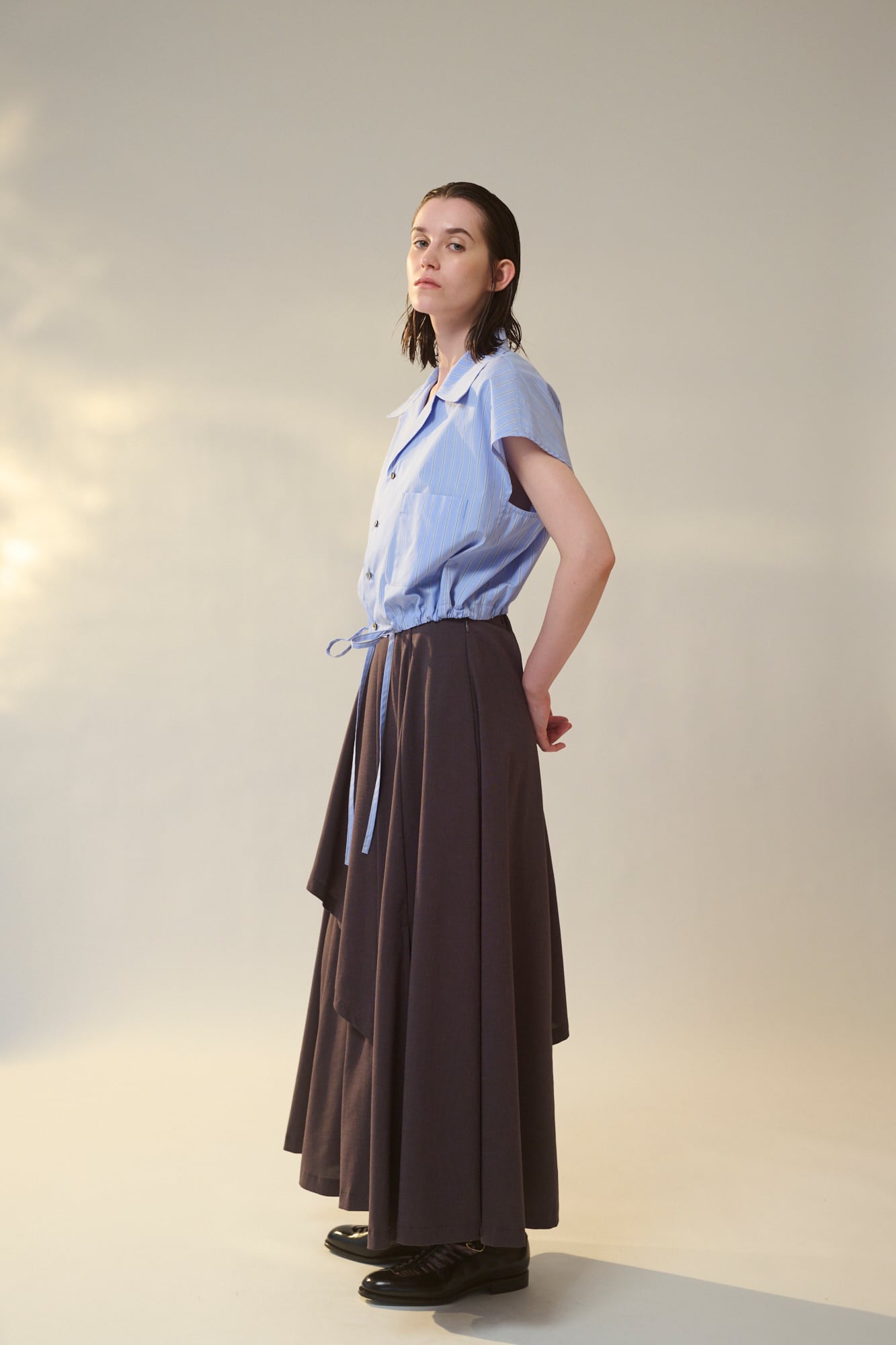 Open Collar Cropped Shirt