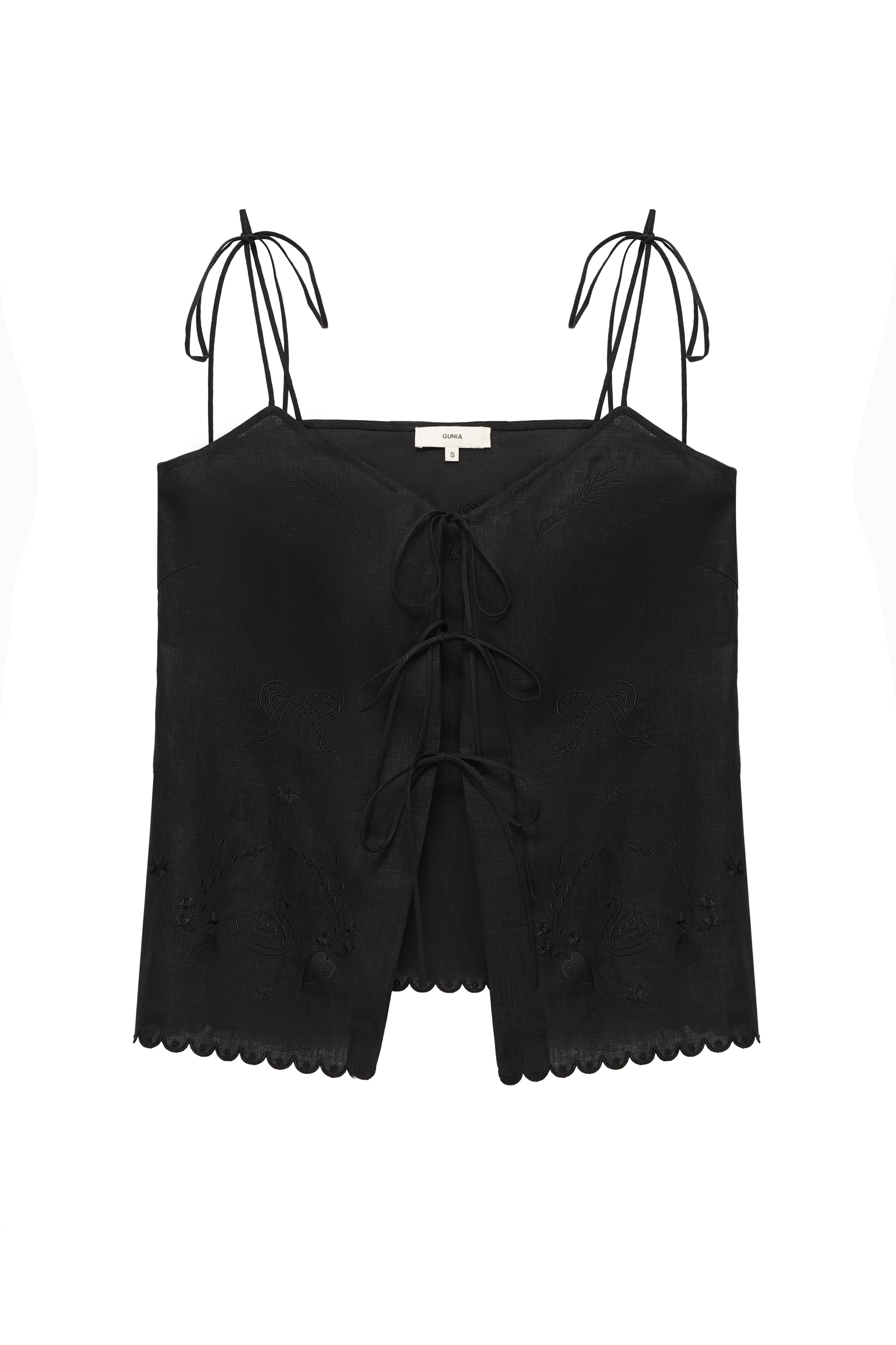 EVA TOP WITH TIES IN BLACK